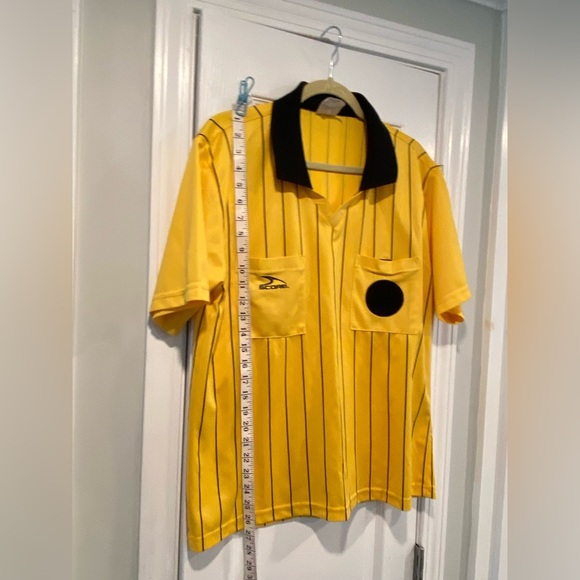 Score Size Adult Medium Yellow Black Stripe Short Sleeve Soccer Referee Jersey - Picture 7 of 11